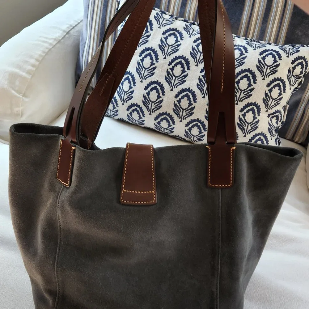 Dooney & Bourke East West Suede Shopper - Smoke Grey Rare HTF - Picture 4 of 6